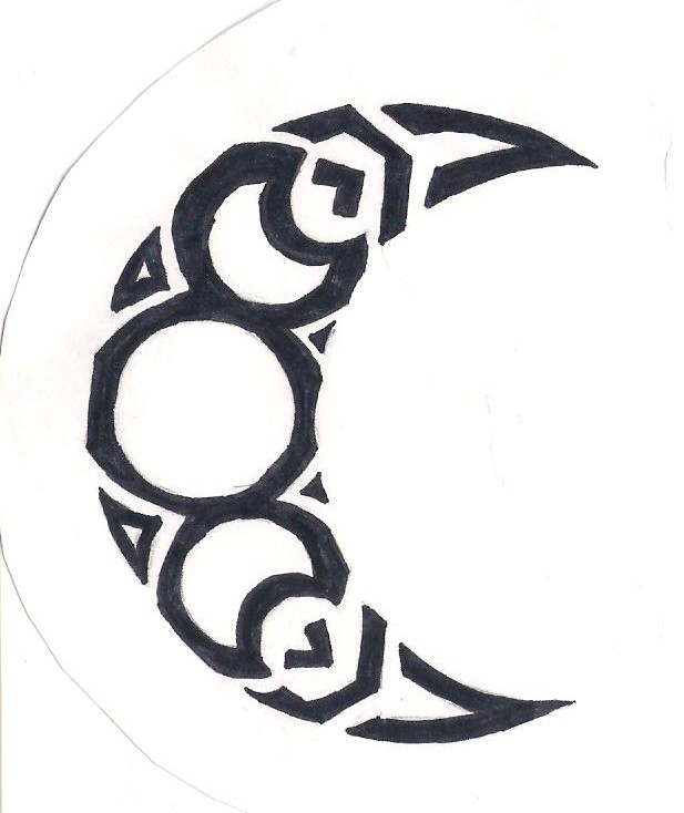 Awesome Black Half Moon Tattoo Stencil