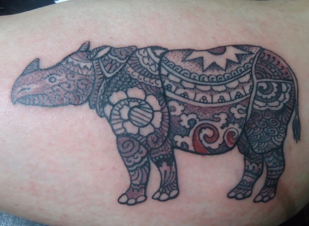 Awesome Mandala Rhino Tattoo Design