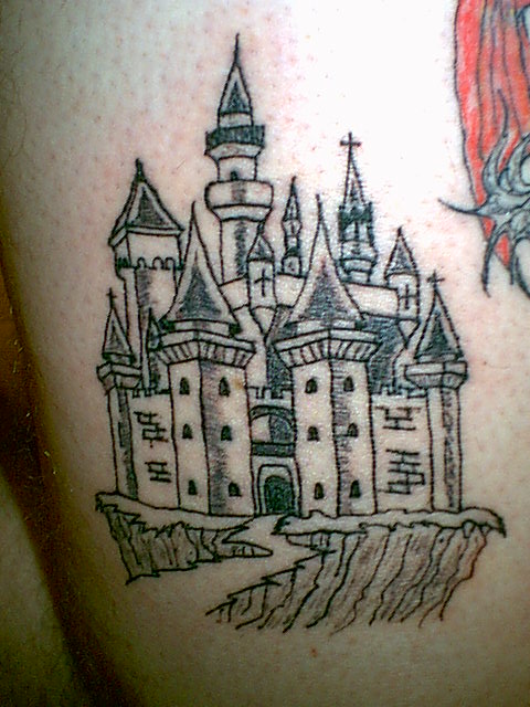 Black Ink Castle Tattoo Design