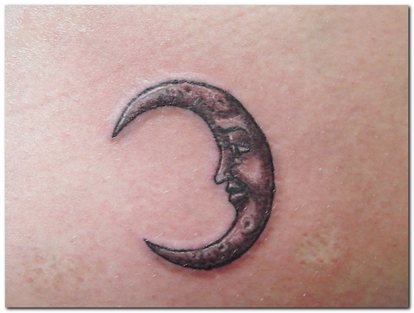 Black Ink Half Moon Face Tattoo Design