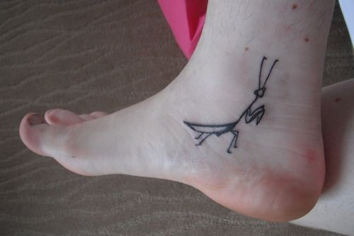 Black Mantis Tattoo On Ankle