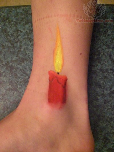Burning Candle Tattoo On Ankle