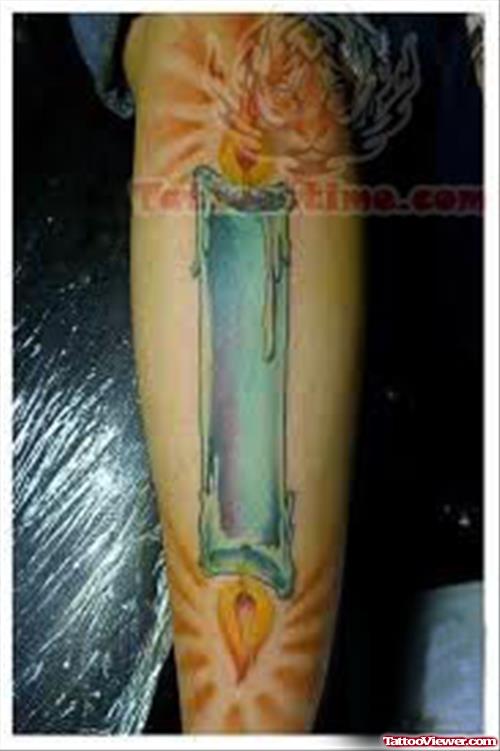 Candle Burning From Both Side Tattoo On Forearm