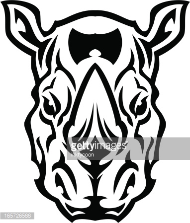 Classic Black Rhino Head Tattoo Stencil
