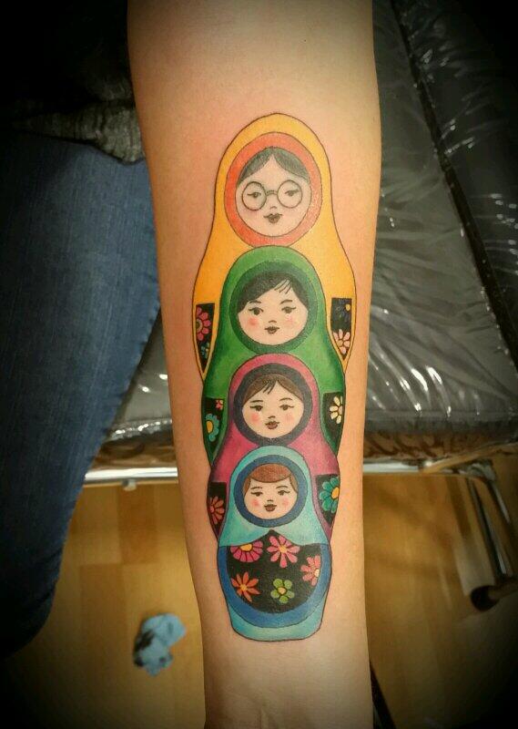 Cute Matryoshka Tattoos On Left Arm