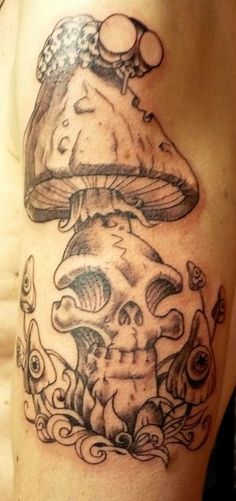 Evil Mushroom Tattoo Design For Men