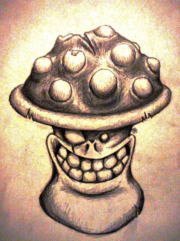 Evil Mushroom Tattoo Design by Adronun