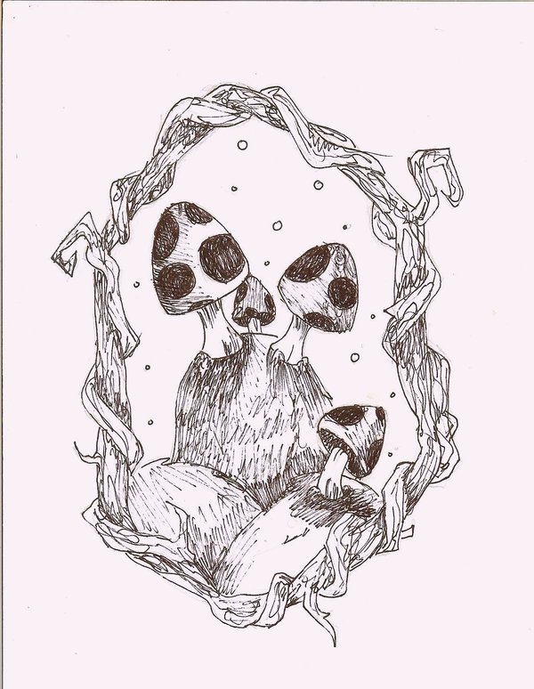 Evil Mushroom Tattoo Design by Vampyblood99