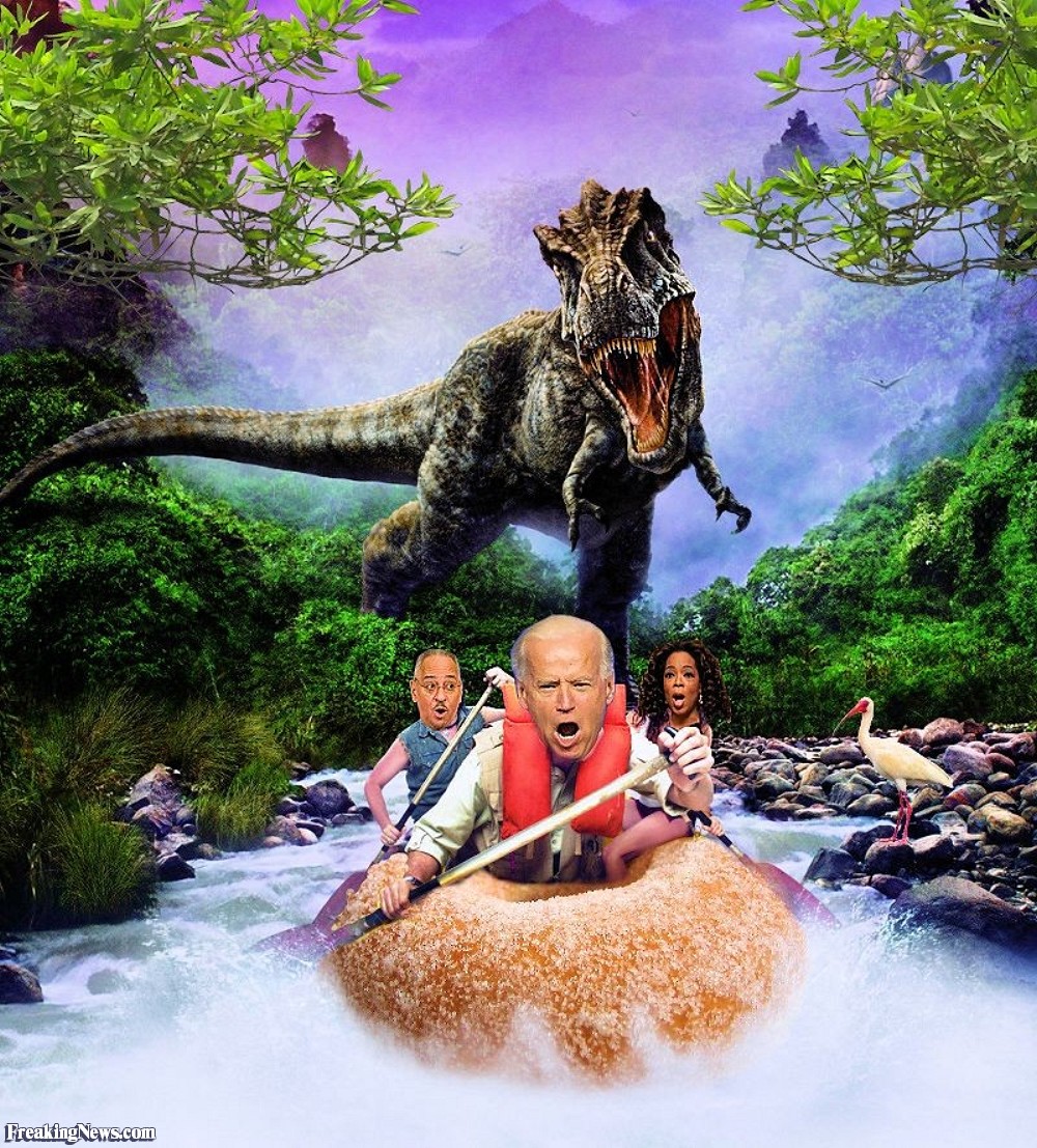 Funny Canoeing Dinosaur Attack Picture