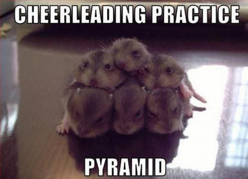 Funny Cheerleading Practice Pyramid Meme