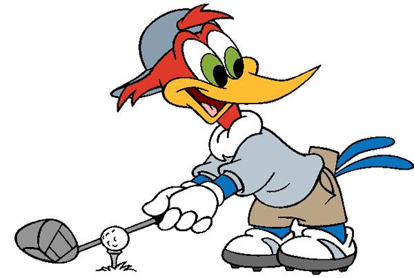 Funny Chicken Playing Golf Clip Art