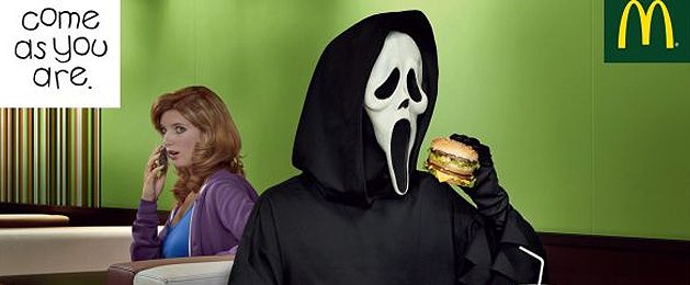 Funny Ghost Eating Burger Inside McDonald