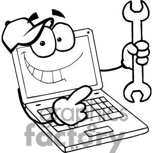Funny Laptop Holding Wrench Clip Art
