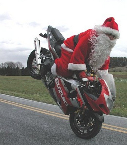 Funny Santa Pimpin Bike Stunt Picture