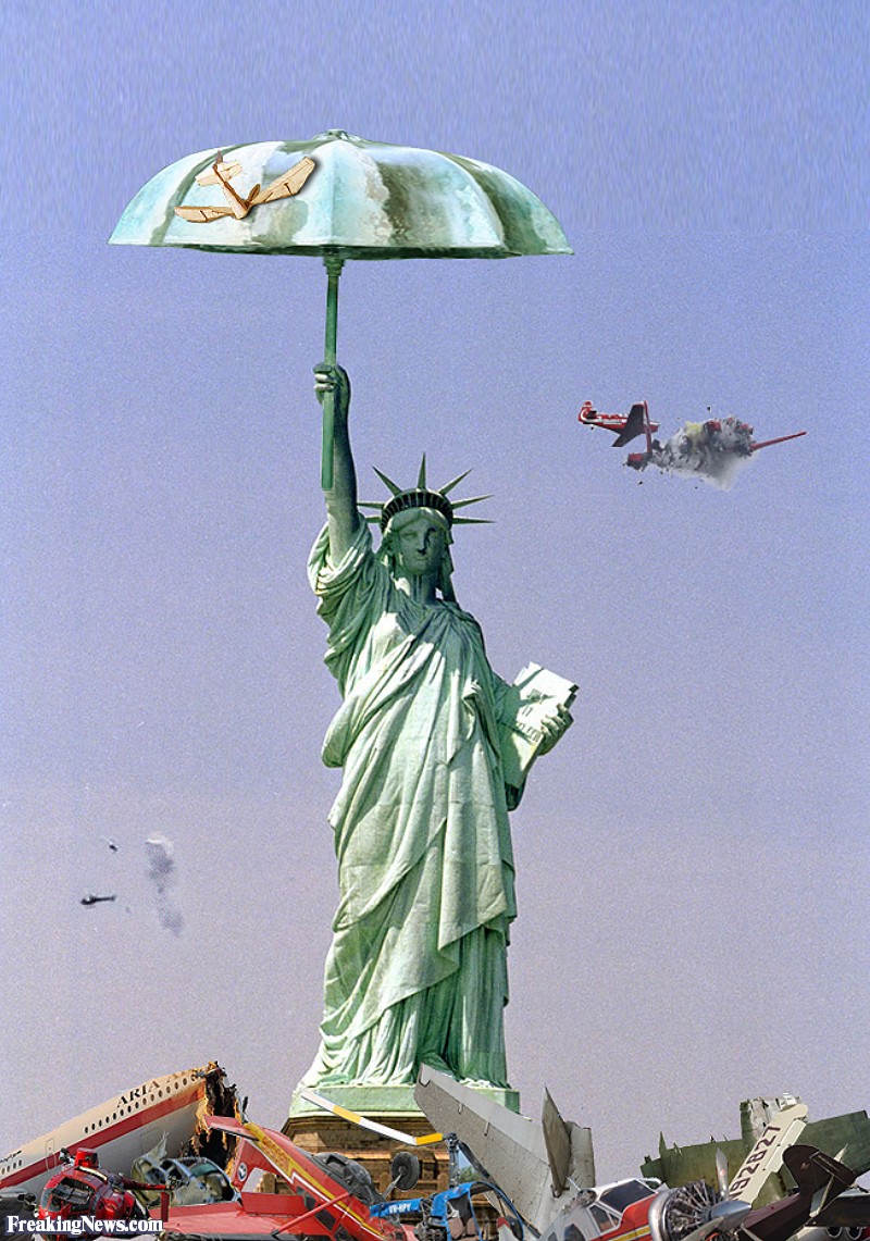 Funny Statue of Liberty With Umbrella