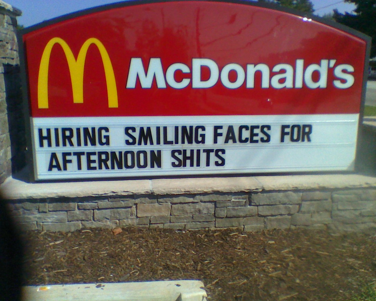Hiring Smiling Faces For Afternoon Shits Funny McDonald's Board