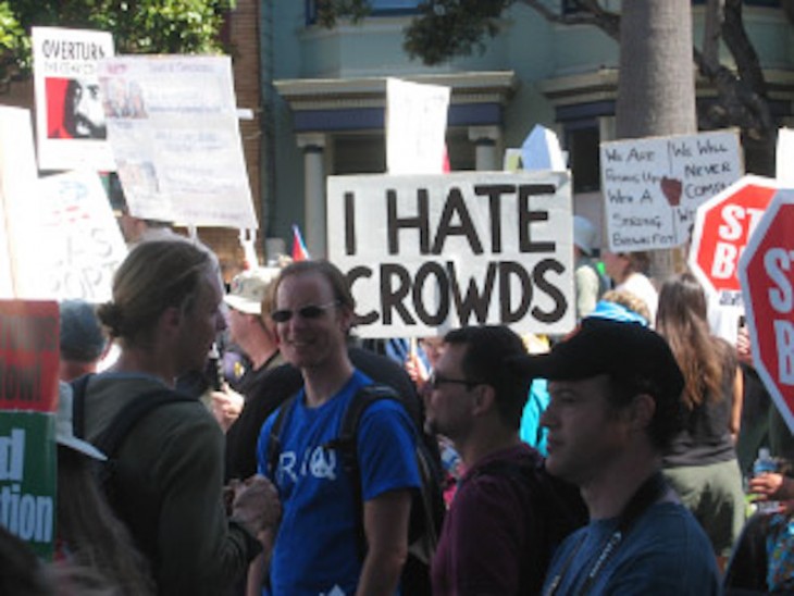 I Hate Crowds Funny Protest Board Image