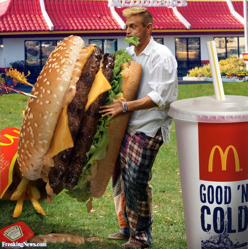 Man Eating Funny McDonald's Giant Burger