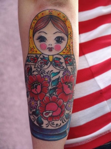 Matryoshka Doll Tattoo On Arm Sleeve