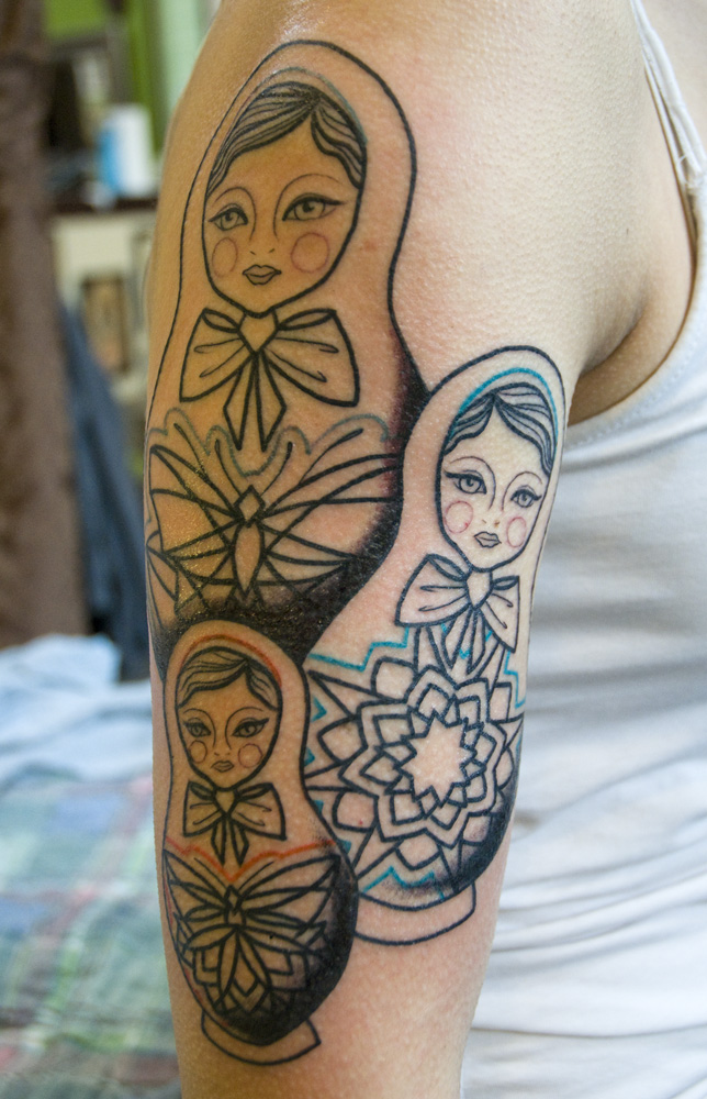 Matryoshka Dolls Tattoos On Right Half Sleeve