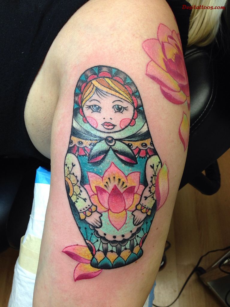 Matryoshka Tattoo On Left Shoulder