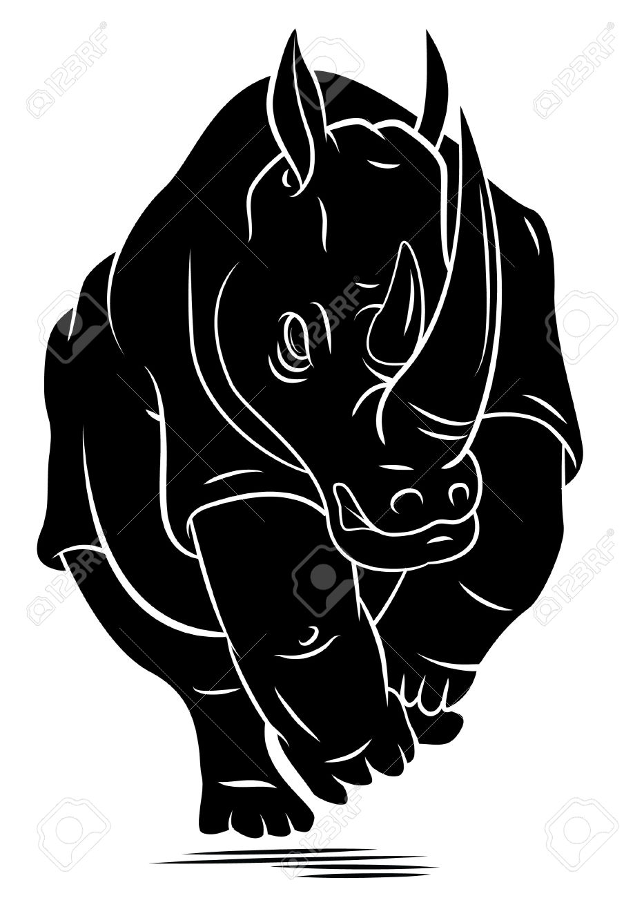 Mind Blowing Black Rhino Tattoo Stencil