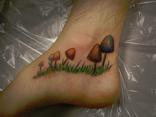 Mushroom Tattoos On Foot