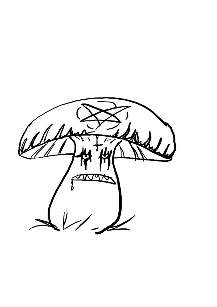 Outline Evil Mushroom Tattoo Design Idea