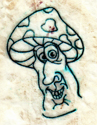 Outline Evil Mushroom Tattoo Design