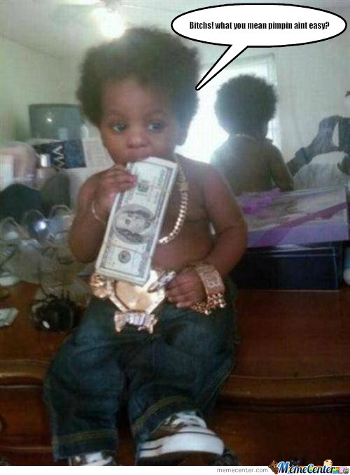 Pimpin Baby Eating Dollar Funny Image