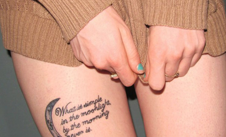 Quotes With Half Moon Tattoo On Girl Thigh