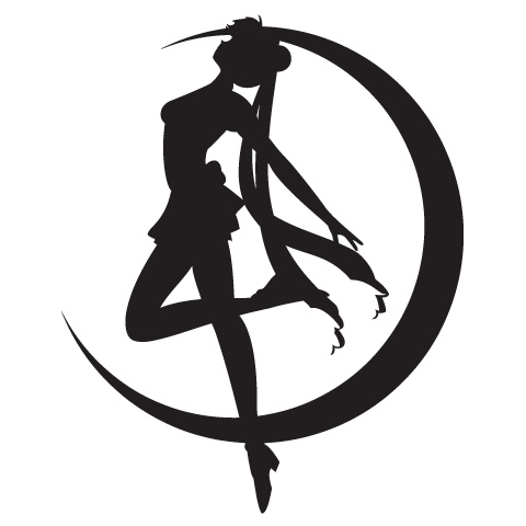 Silhouette Dancing Girl With Half Moon Tattoo Stencil