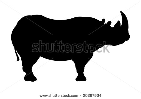 Silhouette Rhino Tattoo Stencil