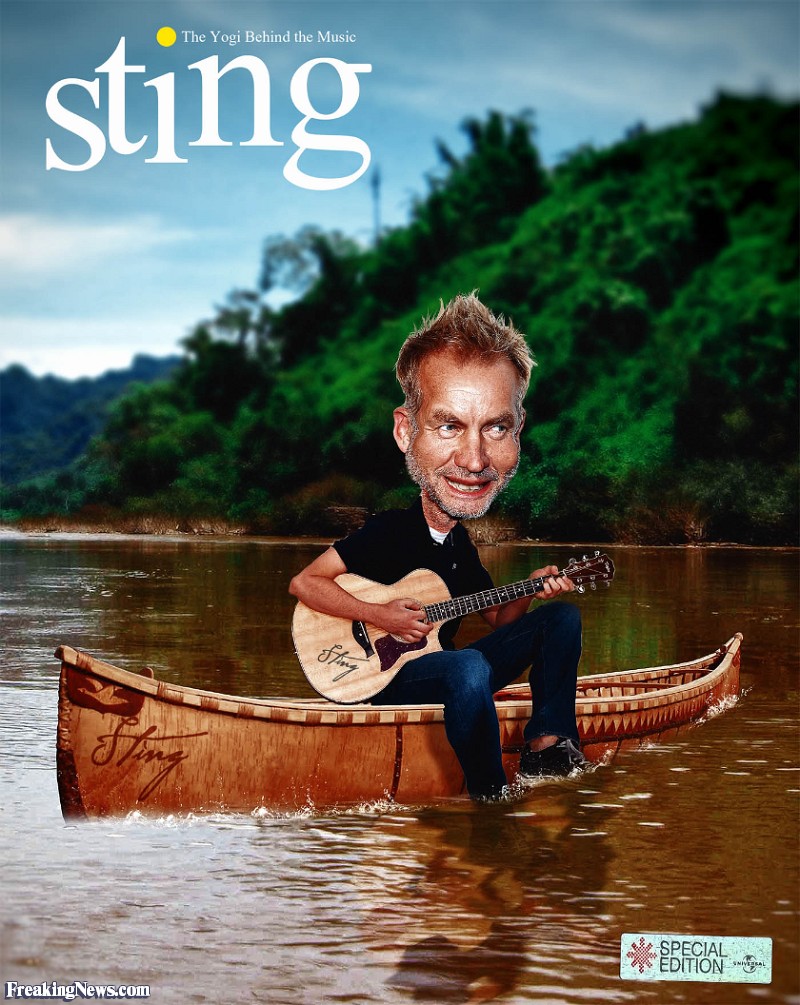 Sting Caricature Sitting On Canoe Funny Picture