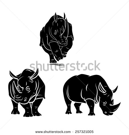 Three Black Rhino Tattoo Design