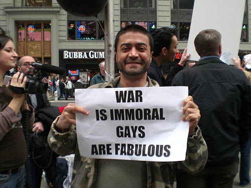 War Is Immoral Gays Are Fabulous Funny Protest Board Image