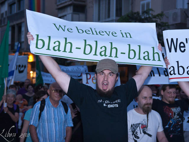 We Believe In Blah Blah Funny Protest Sign Image