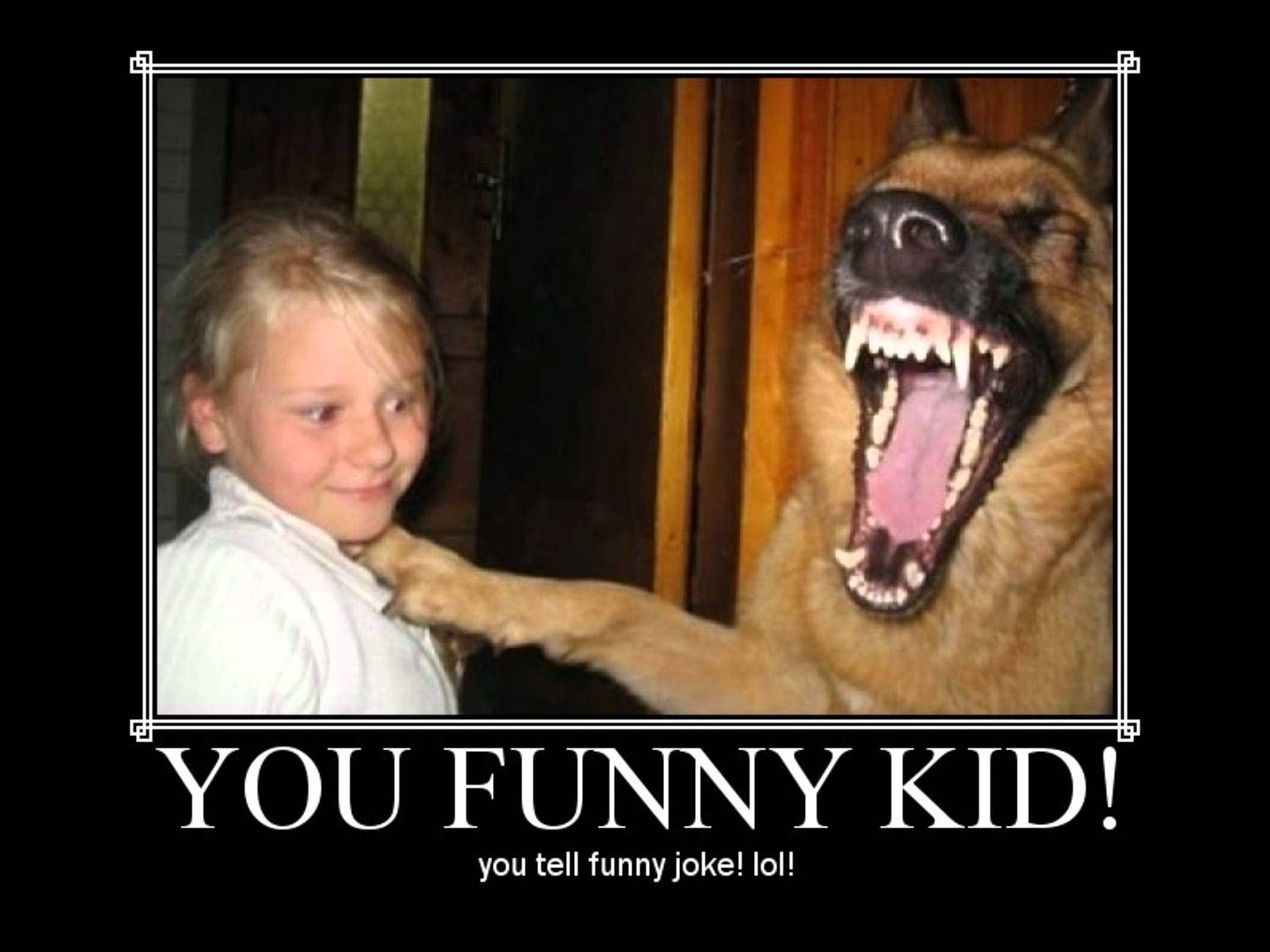 You Tell Funny Joke Dog And Kid Image