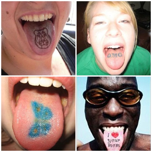 Amazing Four Tattoo Design For Tongue