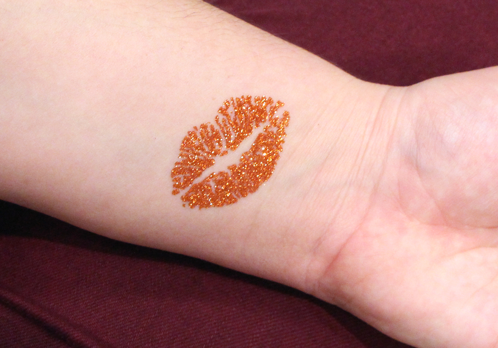 Amazing Glitter Lip Print Tattoo On Wrist
