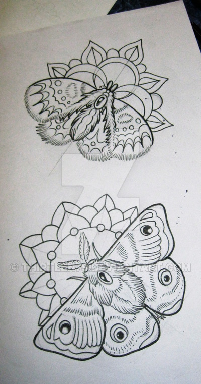Attractive Two Moth Tattoo Design By Gord Kennedy
