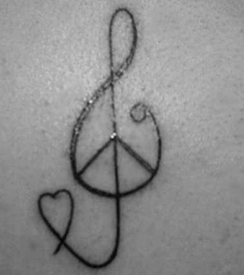 Awesome Black Music Knot Peace Logo Tattoo Design