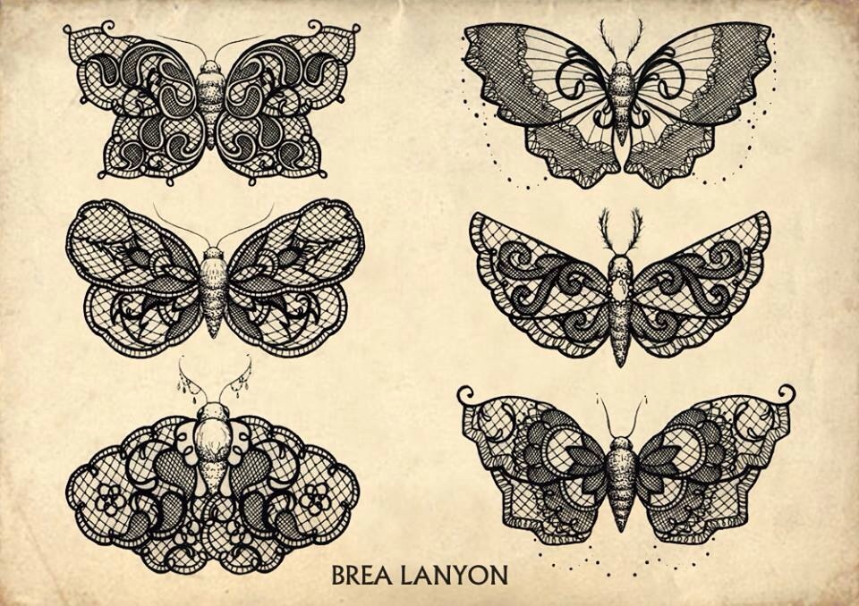 Awesome Black Six Moth Tattoo Design