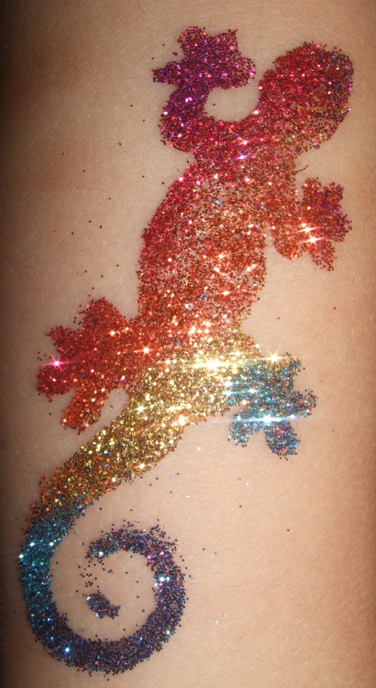 Awesome Glitter Lizard Tattoo Design