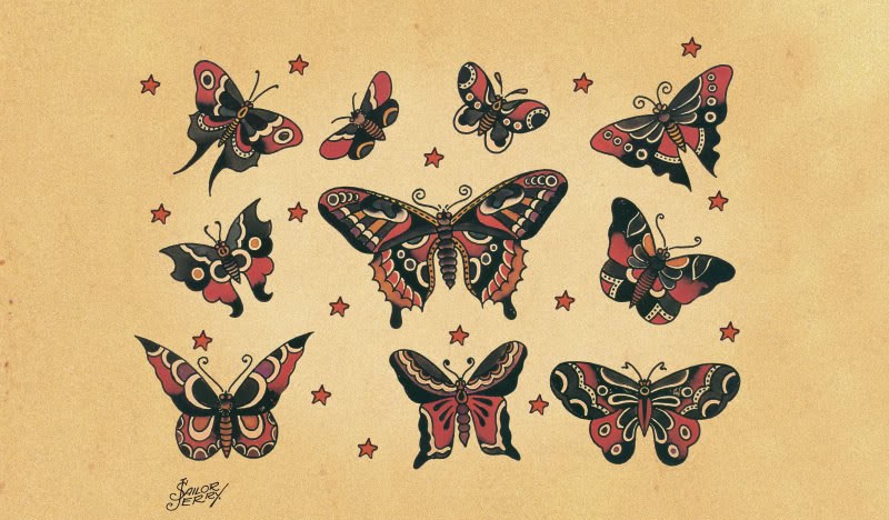 Awesome Ten Moth Tattoo Design