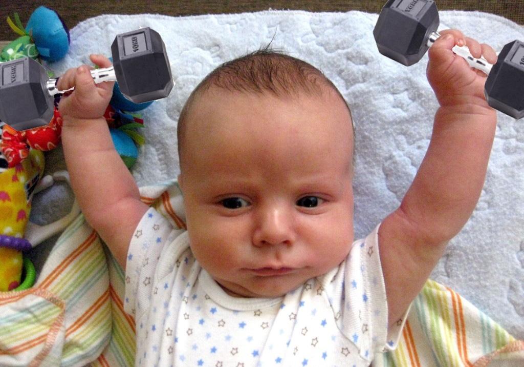 Baby Weightlifting To Make Muscle Funny Picture