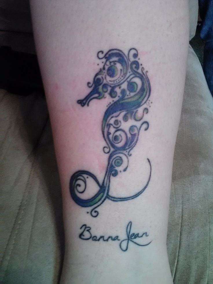 Banna Jean - Unique Seahorse Tattoo Design For Leg