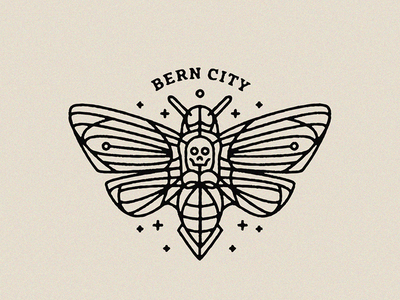 Bern City - Black Outline Moth Tattoo Stencil