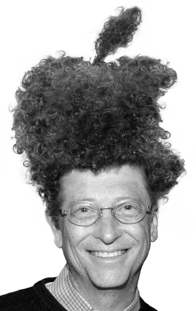 Bill Gates With Funny Apple Hair Style Picture