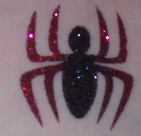 Black And Red Glitter Spider Tattoo Design
